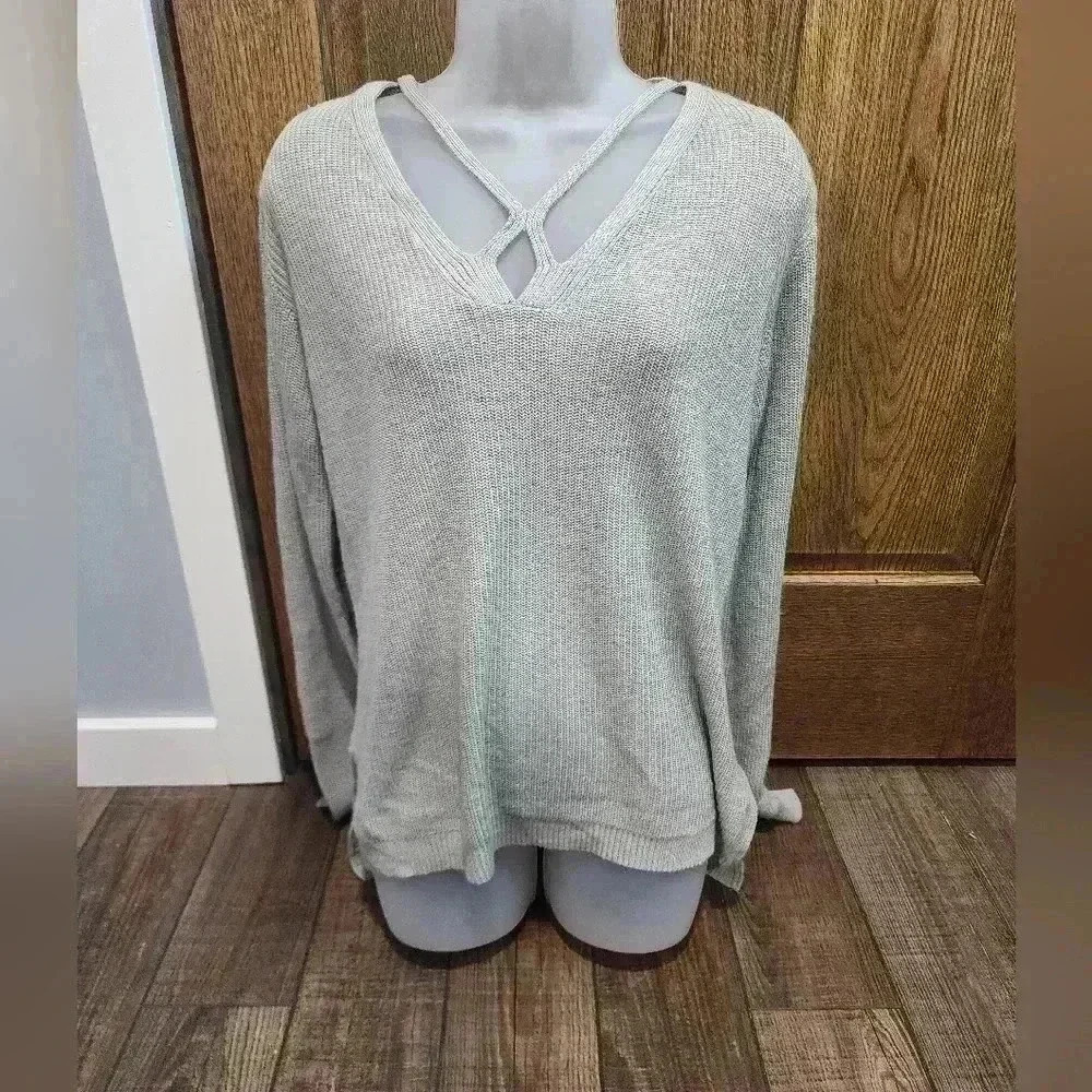 Maurices XXL Grey Knit V-Neck Sweater Soft